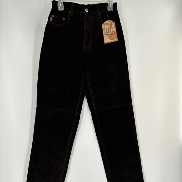 Vintage Skotts Suede 28x32 Dark Brown Washable Leather Double Knee Pants NWT - Picture 6 of 8